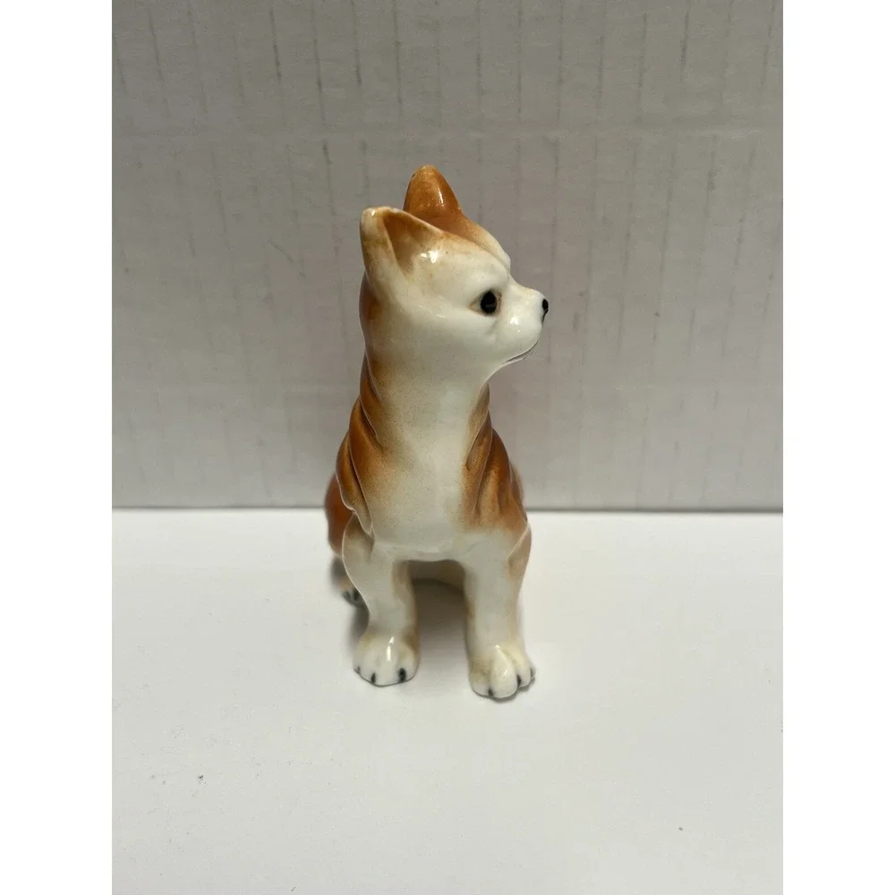 Vintage Orange Tabby Cat‎ Figurine Porcelain Ceramic Feline Kitty Cat 3.5
